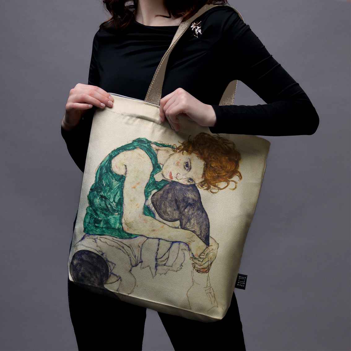 Pirkinių krepšys Egon Schiele „Seated Woman with Legs Drawn Up