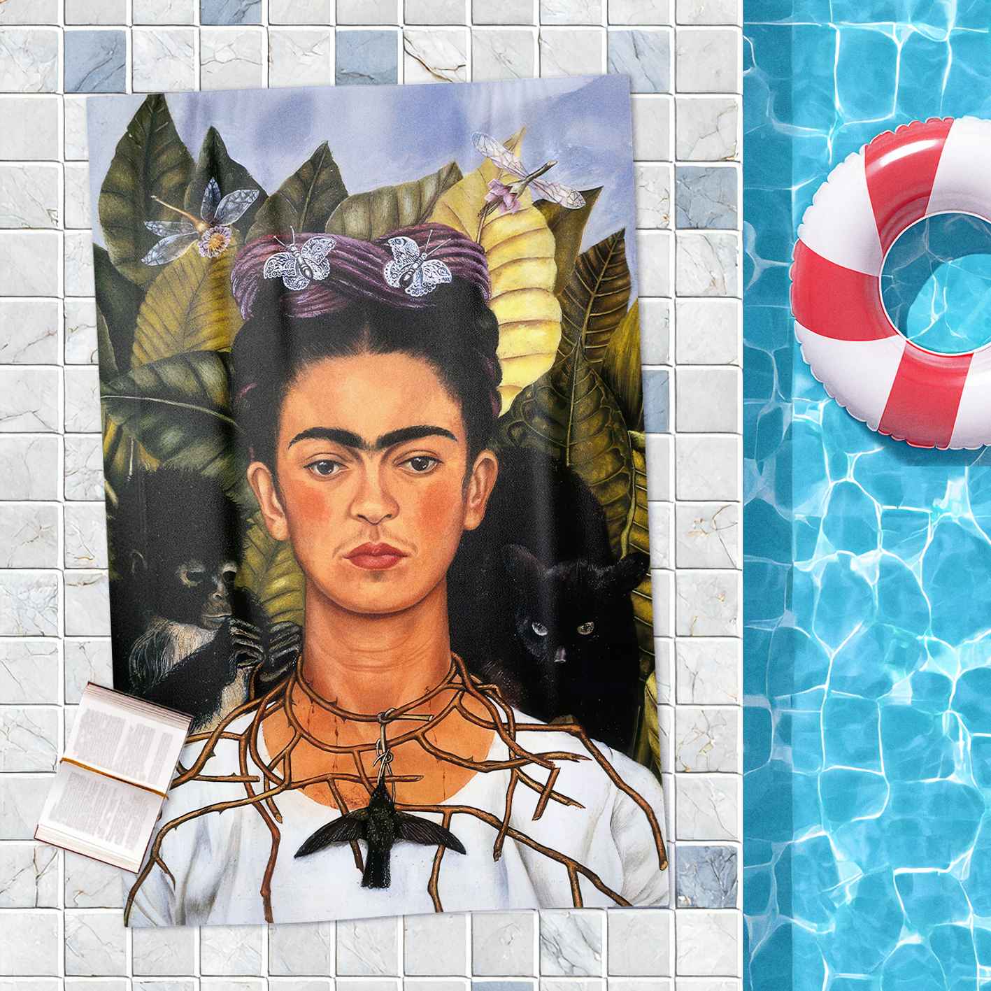Rankšluostis Frida Kahlo „Self-Portrait with Thorn Necklace and Hummingbird