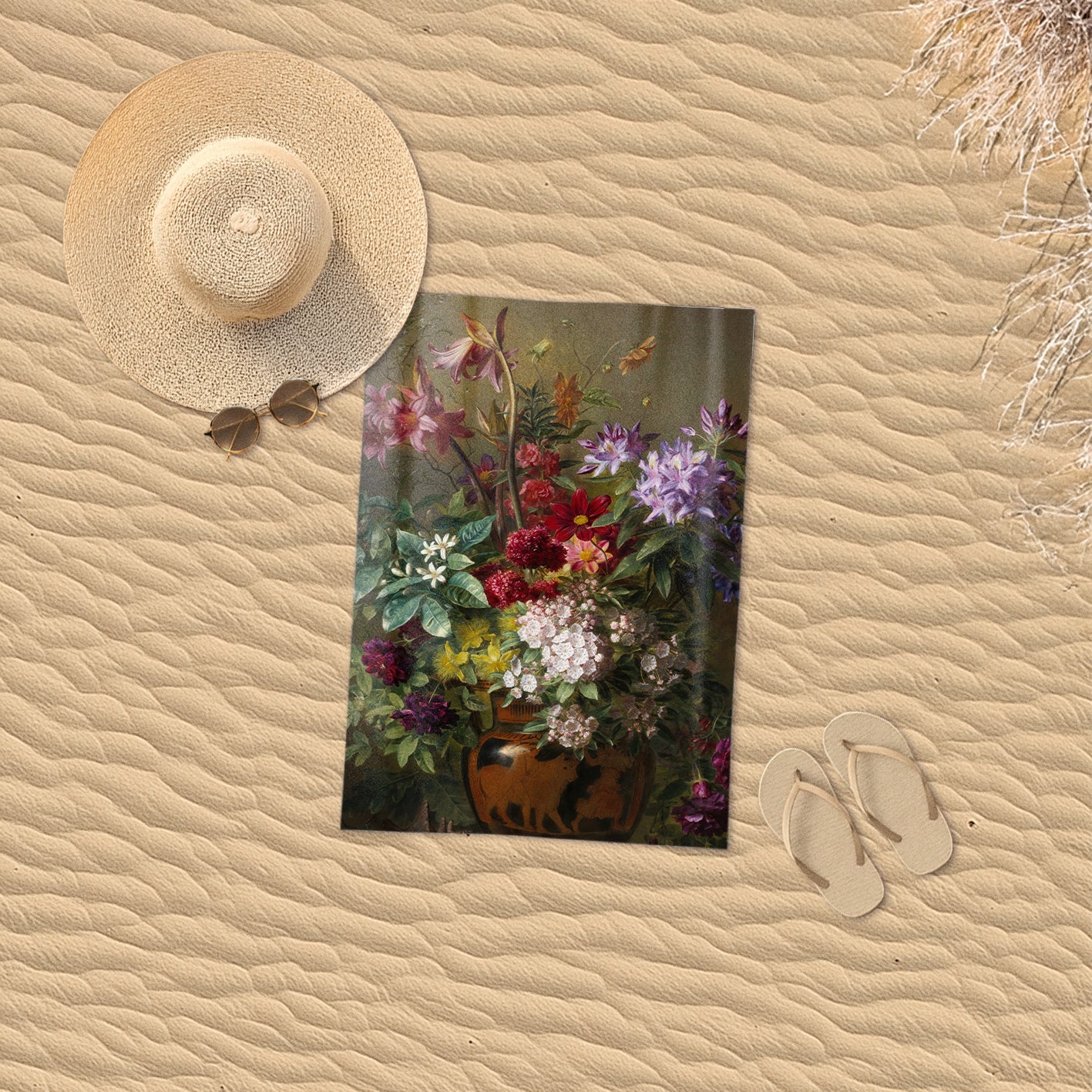 Towel Johannes Van Os "Still Life With Flowers In A Greek Vase"