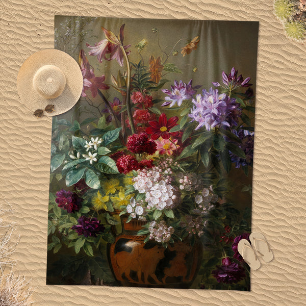 Towel Johannes Van Os "Still Life With Flowers In A Greek Vase"