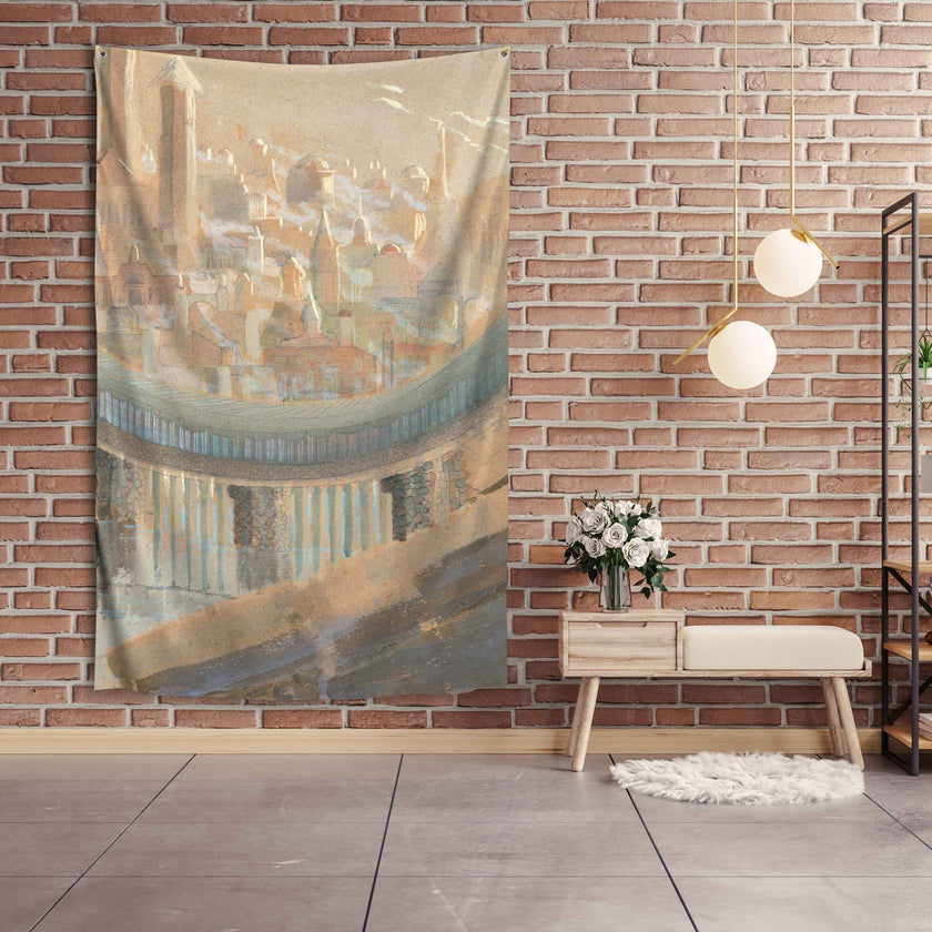 Sienos dekoracija gobelenas M. K. Čiurlionis „Miestas