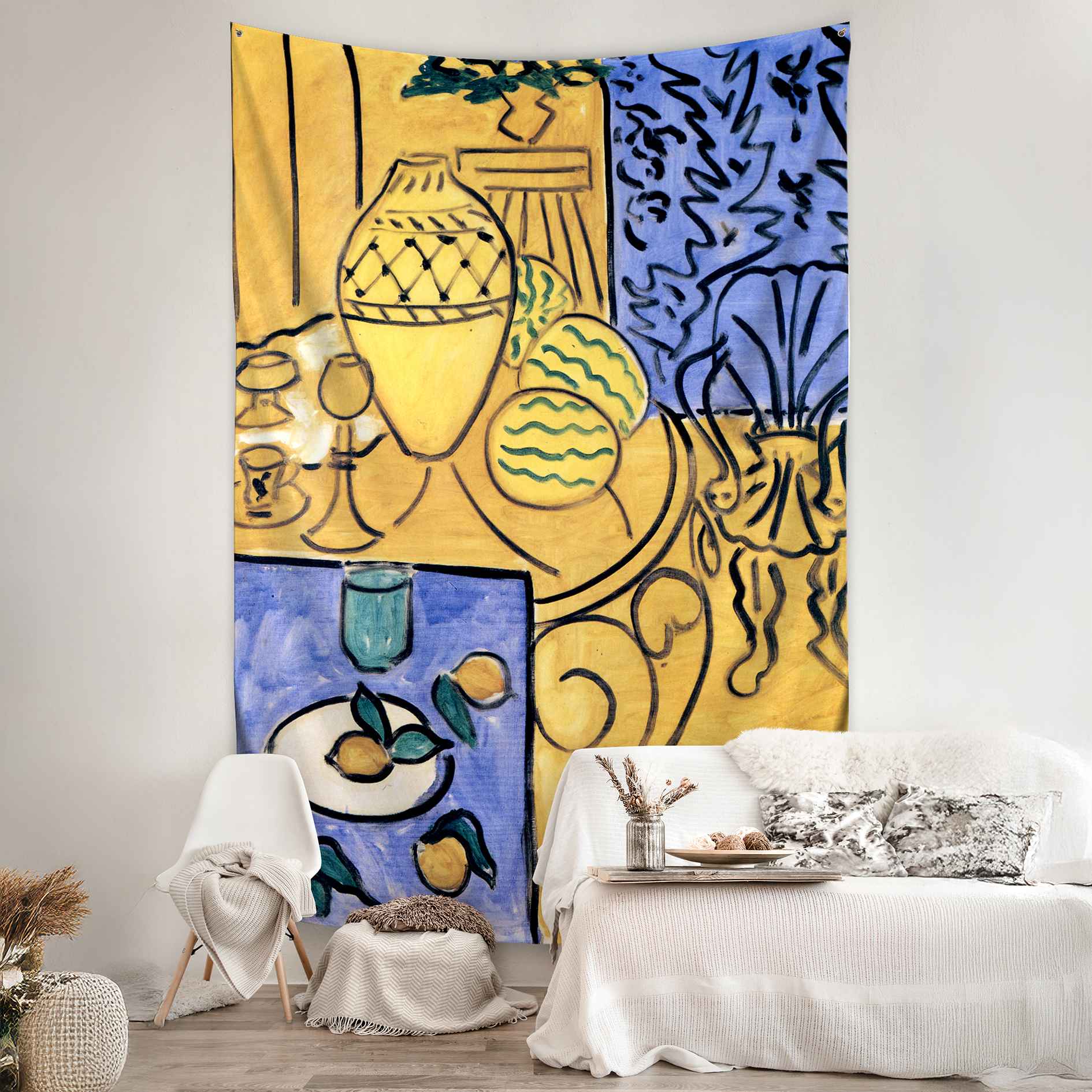 Sienos dekoracija gobelenas Henri Matisse „Interior, Yellow & Blue