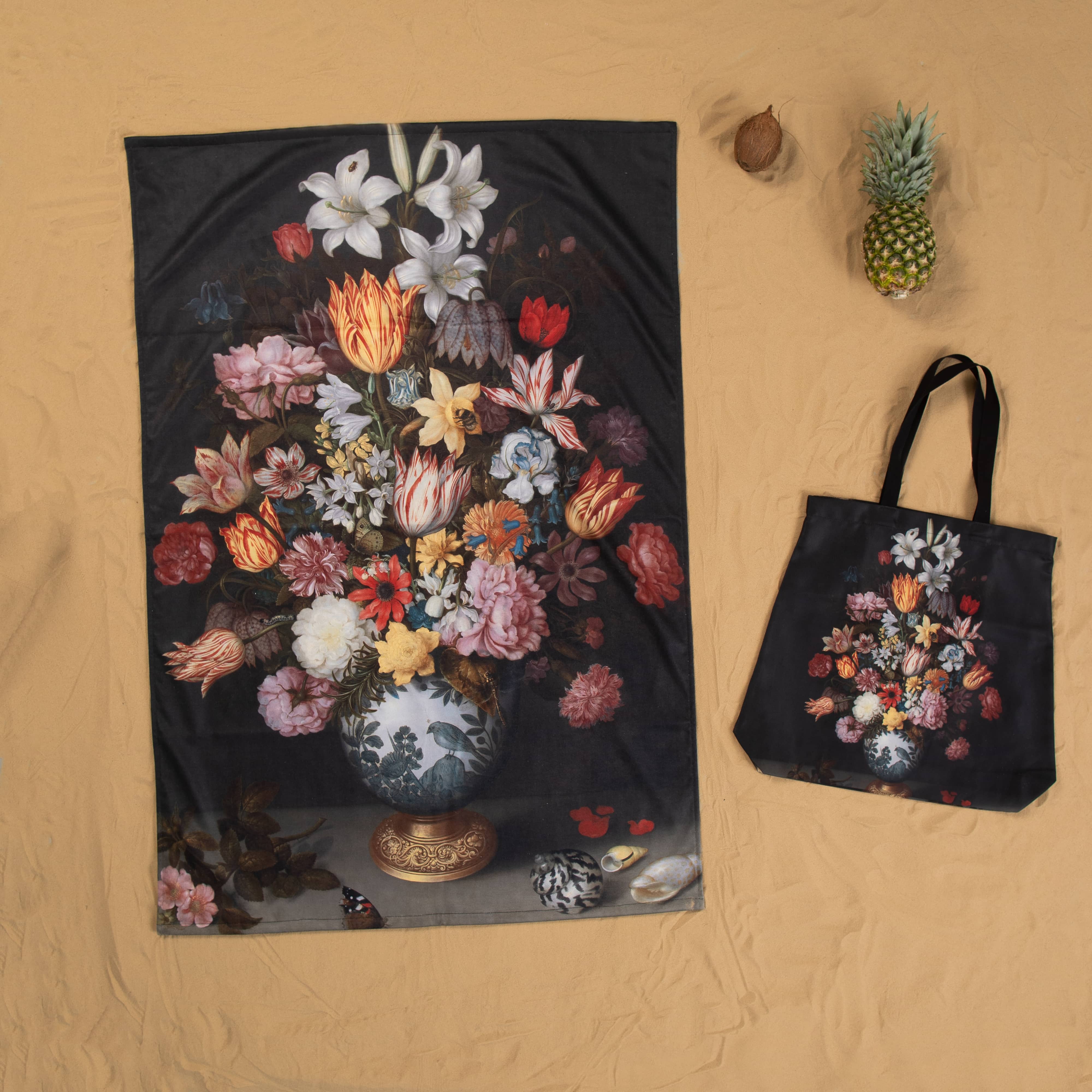 Towel Johannes Van Os "Still Life With Flowers In A Greek Vase"