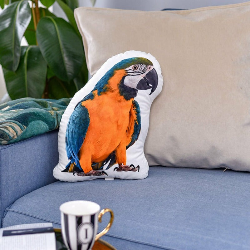 A pillow with a photo of your bird