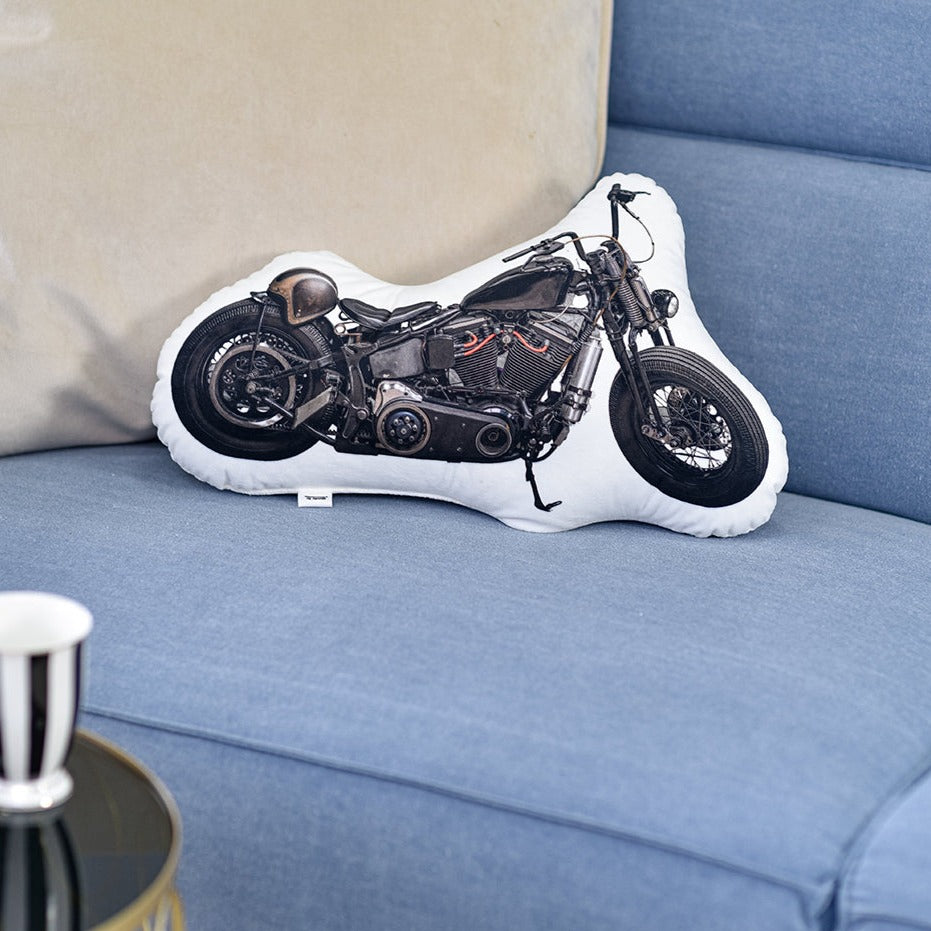 A pillow with a photo of your motorcycle