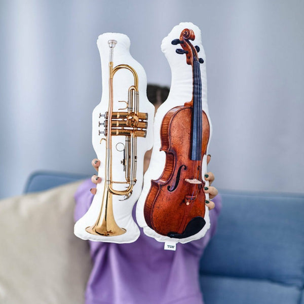 A pillow with a photo of your instrument