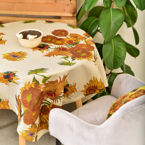 Recycled fabric tablecloth Vincent van Gogh "Sunflowers Pattern"