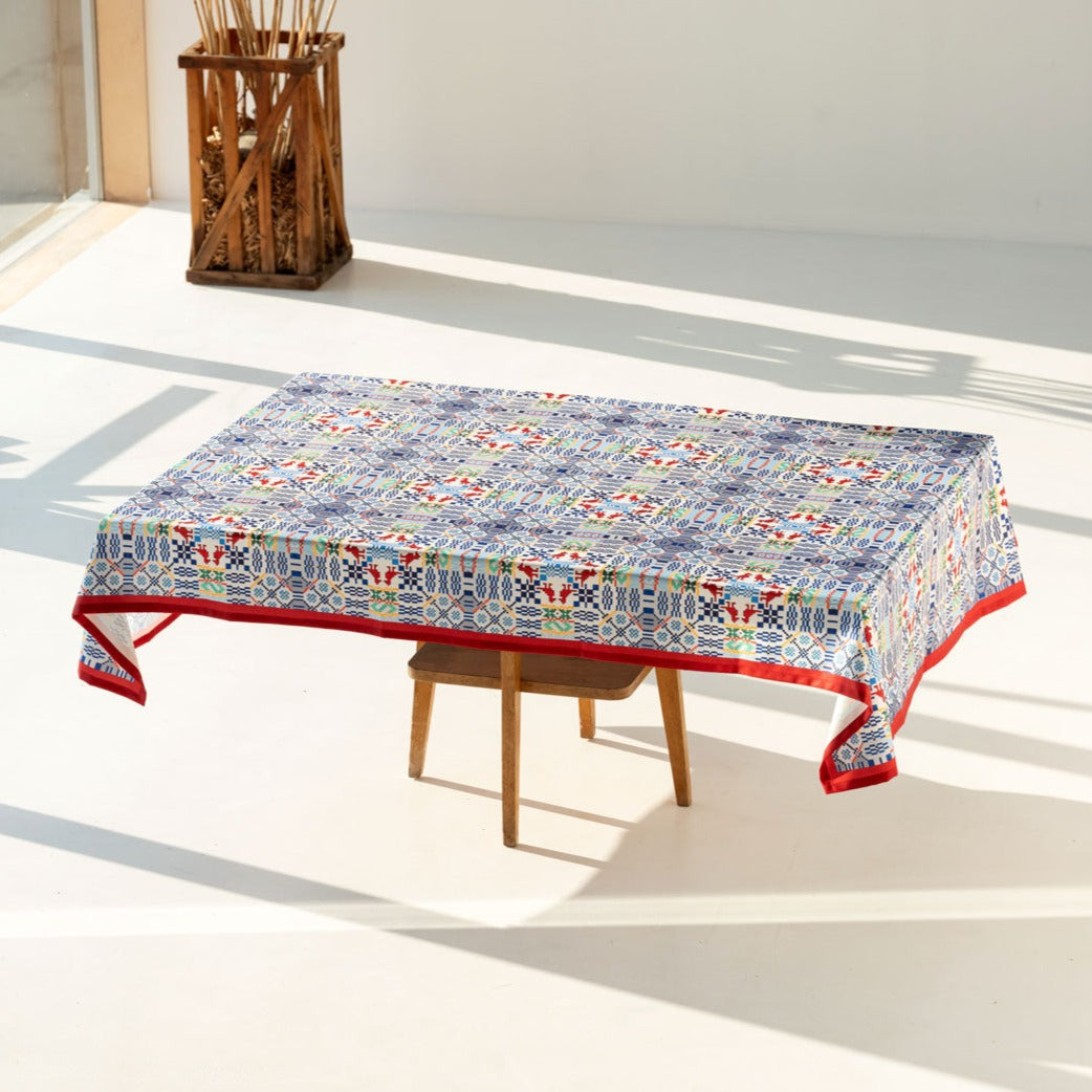 Recycled fabric tablecloth River of Scripture 101 