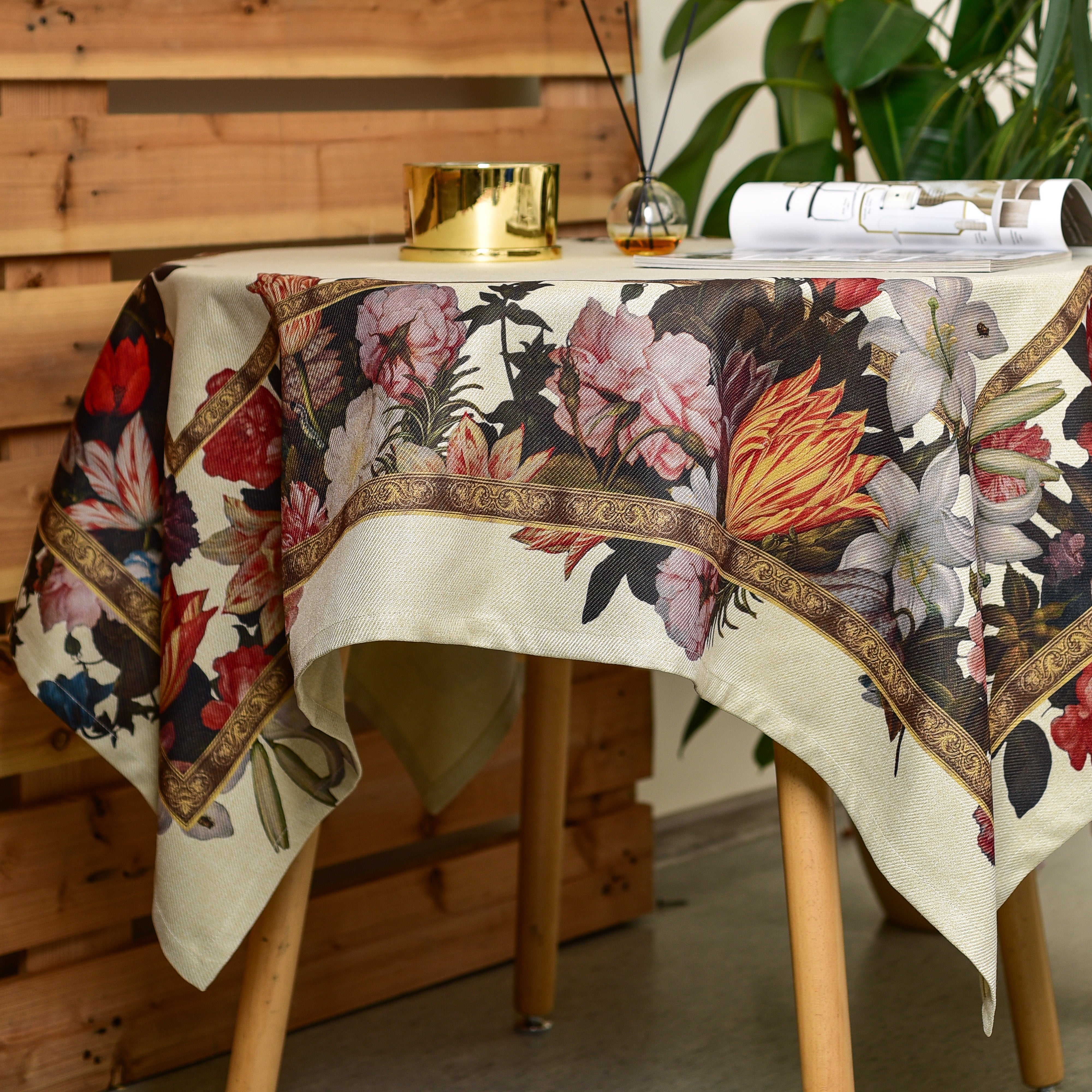 Recycled fabric tablecloth Ambrosius Bosschaert "Still-Life of Flowers"
