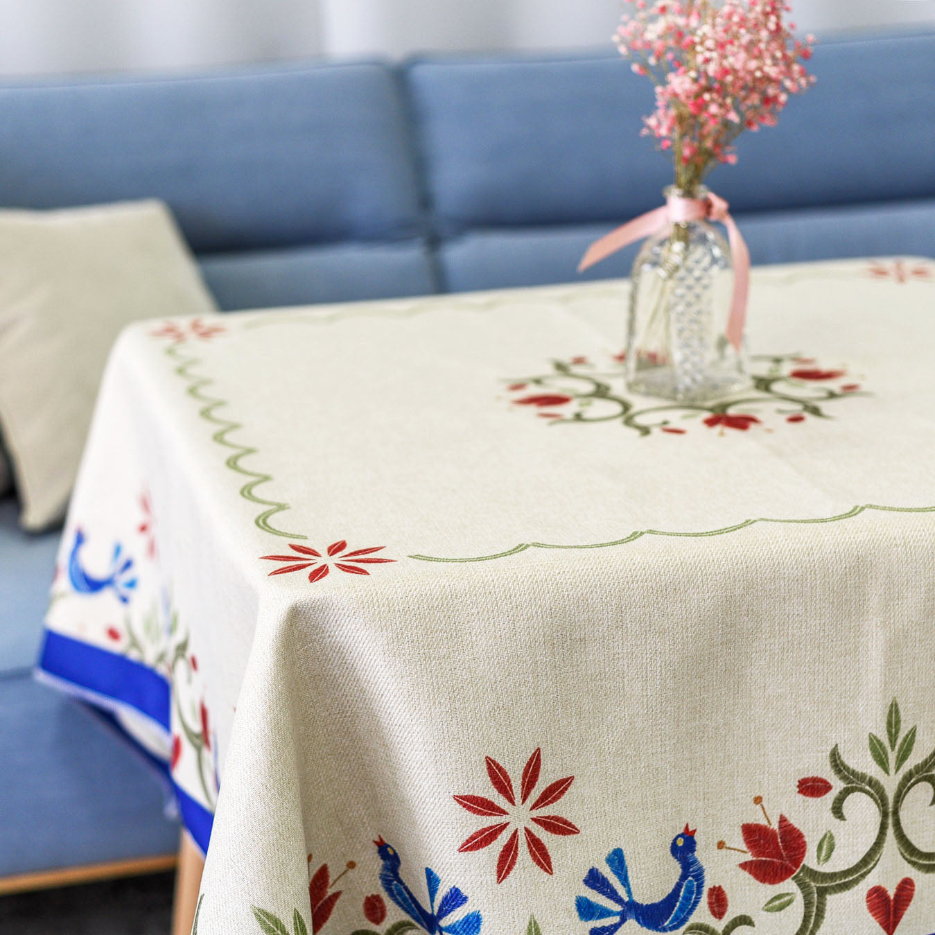 Table cloth made of recycled fabric "Etno #2"