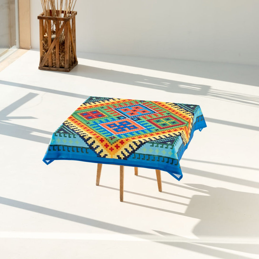 Recycled fabric tablecloth River of Scripture 108 