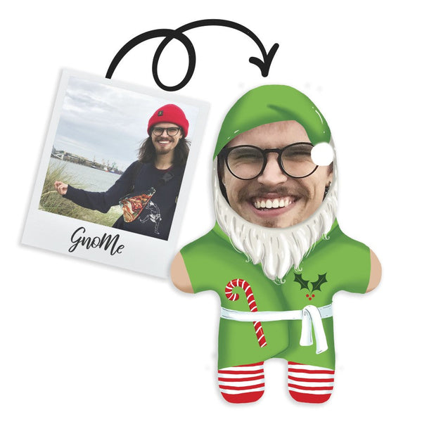 Gnome cushion with your photo "Santa's helper"